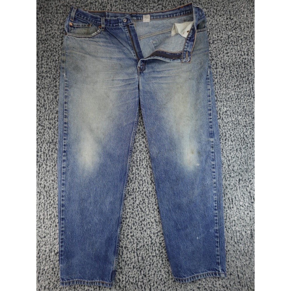 Levi's 550 Relaxed Fit Tapered Leg Jeans Mens 42x32 Blue Denim Distressed Work